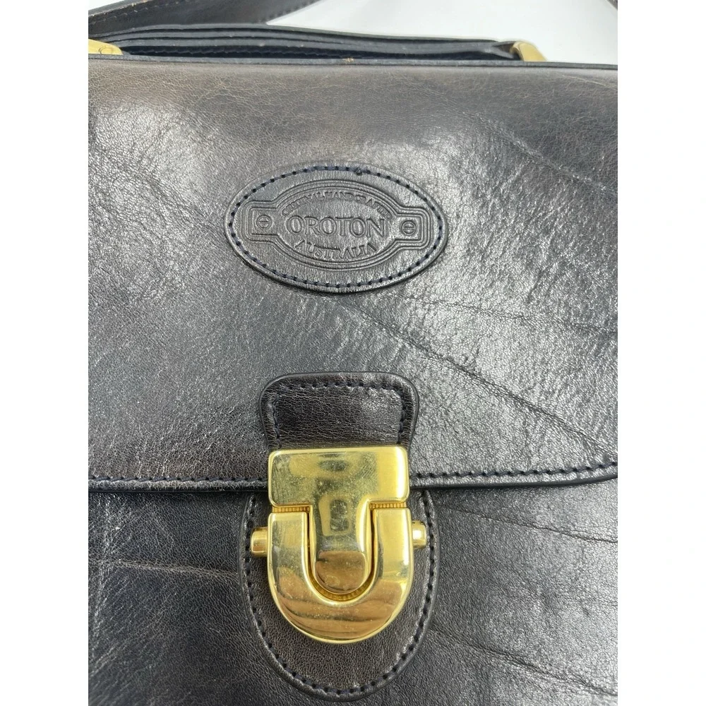 OROTON Messenger‎ Bag Crossbody Brown Leather Shoulder Hobo Logo Purse Handbag